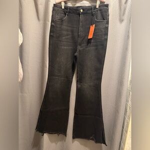 Black Flare Wide Leg Jeans with Modern Silhouette